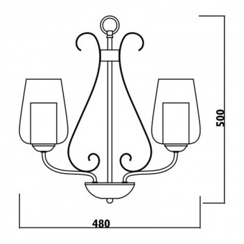 EUROLUX 3XE27 BLACK GLASS CUP CHANDELIER