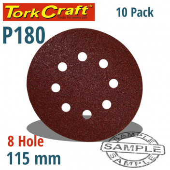 VELCRO SANDING DISC WITH HOLES 115MM 180GRIT 10 PER PACK