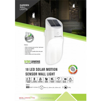 SOLARMATE WHITE SOLAR WALL LIGHT WITH DAY AND NIGHT SENSOR 5 WATT