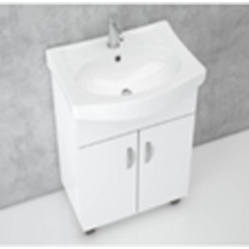 FREESTANDING WHITE DOUBLE DOOR WOOD BATHROOM CABINET 820X550X370MM