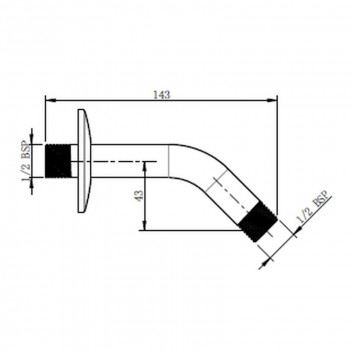 COBRA WALL MOUNTED CHROME SHORT SHOWER ARM 143MM
