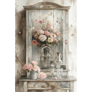 BLUSH ROSES AND GLASS DECOUPAGE A4