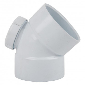WHITE PVC BEND INSPECTION EYE  45 DEGREE 50MM SABS