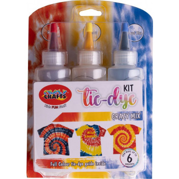 CRAZY MIX TIE DYE CRAFT INCL BOTTLES ELASTIC BAND GLOVES PLASTIC