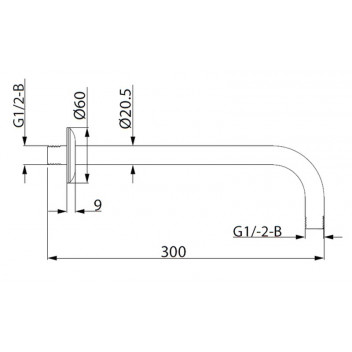 COBRA BRASS ROUND SHOWER ARM 300MM