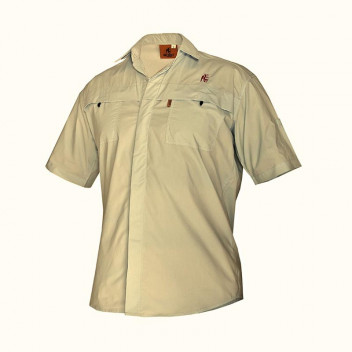 BOERBOEL MEN GARIEP KHAKI SHORT SLEEVE SHIRT SIZE M