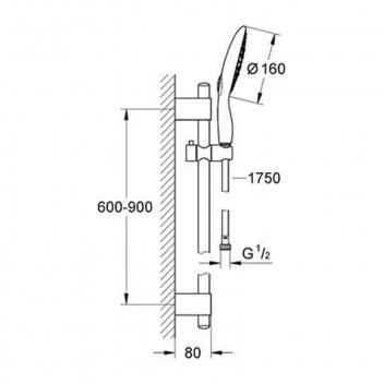GROHE 4 SPRAY POWER AND SOUL SHOWER RAIL SET