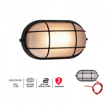 BLACK SMALL OVAL BRAAI LIGHT 210MM