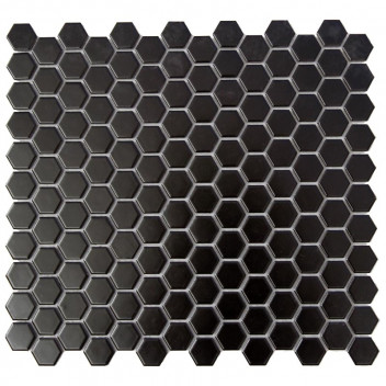 GLOBAL STONE MOSAIC TILE PORCELAIN MINI HEXAGON BLACK 300MM X 273MM