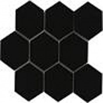 LARGE HEXAGONAL BLACK MATT MOSAIC 295X256MM