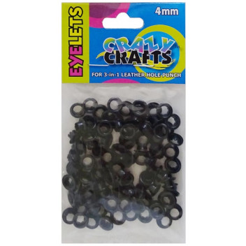 BLACK METAL CRAFT EYELET 4MM 100PIECE