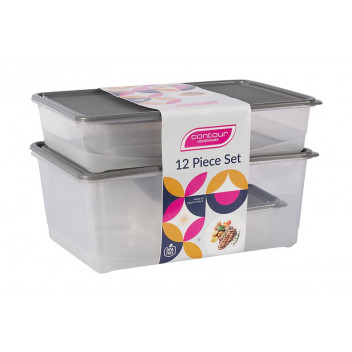 CONTOUR CHARCOAL PLASTIC CONTAINER SET 12 PIECE