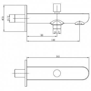 COBRA CHROME BATH WALL SPOUT WITH DIVERTER 140MM