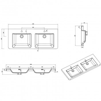 CLEAR CUBE MILAN BASIN WHITE 1200MM