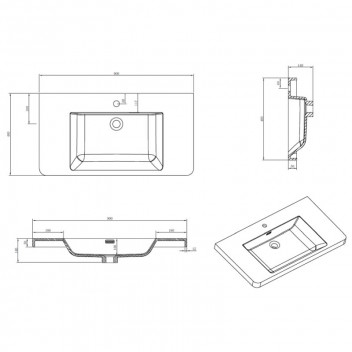 CLEAR CUBE MILAN BASIN WHITE 900MM