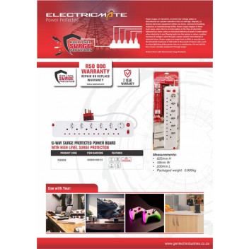ELECTRICMATE 12 WAY HIGH SURGE PROTECT MULTIPLUG