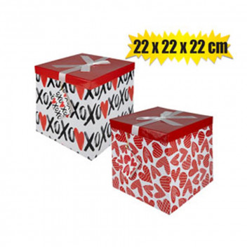 RED/LOVE GIFT BOX FLAT PACK 22X22X22CM
