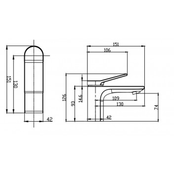 BIJIOU BLACK MAINE SHORT BASIN MIXER