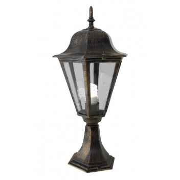 EUROLUX 6 PANEL BLACK AND GOLD BOLLARD LANTERN OUTDOOR LIGHT