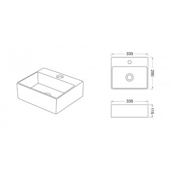 LAVE BASIN WALL HUNG/ COUNTER TOP SYLVINE WHITE 335X290X115MM