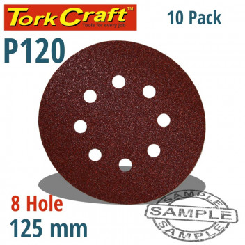 VELCRO SANDING DISC WITH HOLES 125MM 120 GRIT 10 PER PACK