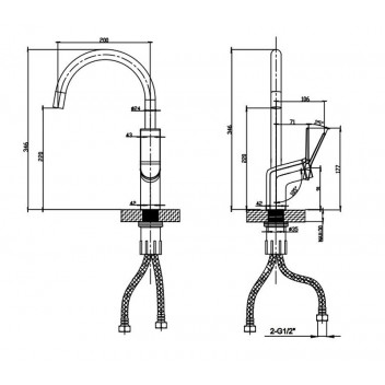 BIJIOU BLACK MAINE DECK TYPE SINK MIXER