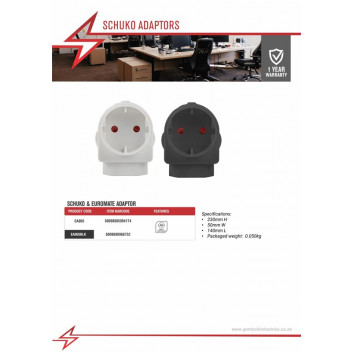 ELECTRICMATE BLACK EURO SCHUKO ADAPTOR