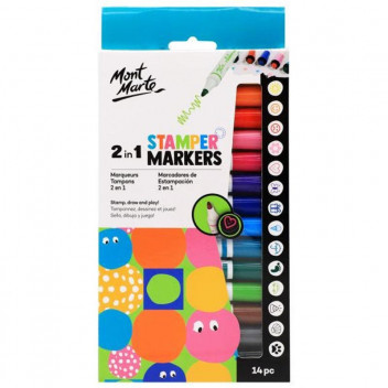 2 IN 1 STAMPER MARKER 14 PIECE