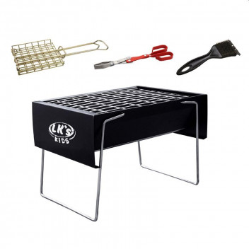 LKS 4PIECE KIDDIES BRAAI SET INCLUDES GRID, TONGS, GRID BRUSH