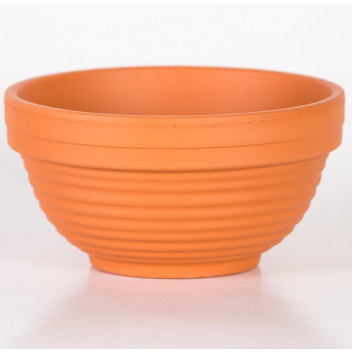 TERRACOTTA RIBBED BOWL POT 25CM