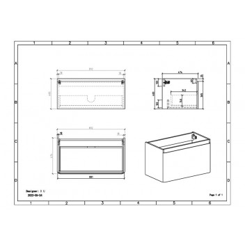 MILAN CLEAR CUBE GREY AND WHITE SINGLE DRAWER CABINET 900MM
