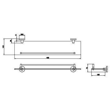 SKY STAINLESS STEEL GLASS SHELF