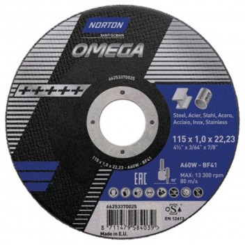 CUTTING WHEEL OMEGA INOX STAINLESS STEEL 115X1MM