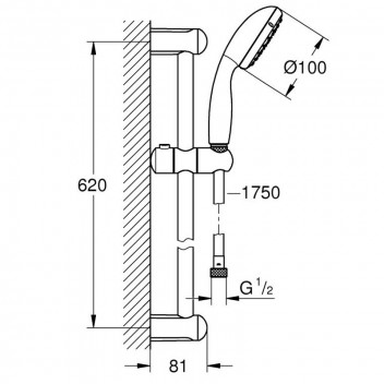 GROHE 2 SPRAY TEMPESTA SHOWER RAIL SET