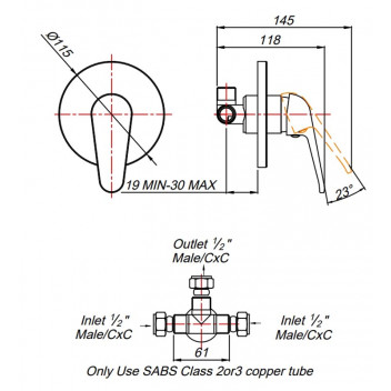 MIXED - SOLID CONCEALED MIXER.