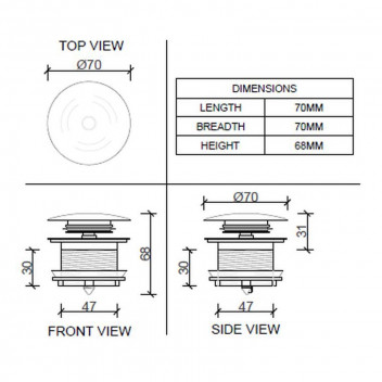 BATH/SINK WASTE UNSLOTTED BLACK 40MM