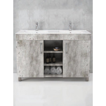 FREESTANDING CONCRETE DOUBLE DOOR WOOD BATHROOM CABINET 850X1200X470MM