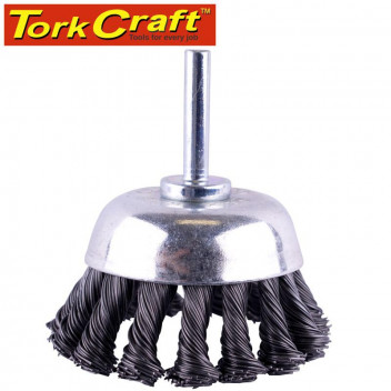 TORK CRAFT WIRE CUP BRUSH TWISTED PLAIN SHAFT BLISTER 65MMX6MM