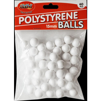 ROUND CRAFT FOAM BALL 15MM 60PIECE