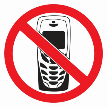 NO CELLPHONE SIGN RED 190X190MM