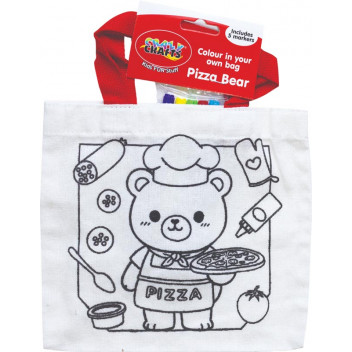PIZZA BEAR CRAFT COLOUR YOUR OWN BAG INCLUDING 5XMARKERS 30X20CM