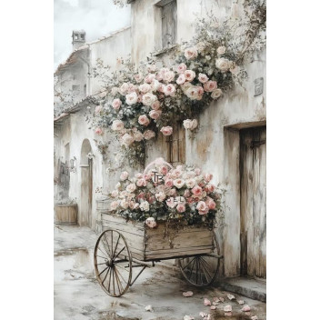 VINTAGE ROSE WAGON DECOUPAGE A3