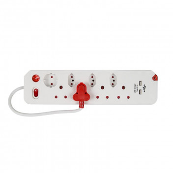 ELECTRICMATE  8WAY MULTIPLUG WITH SINGLE SWITCH AND 2.1USB AND SURGE