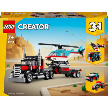 LEGO FLAT BED TRUCK WITH HELICOPTER