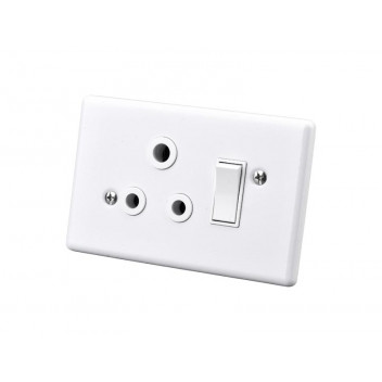ELECTRICMATE WHITE SINGLE STEEL SOCKET AND SWITCH 50X100MM