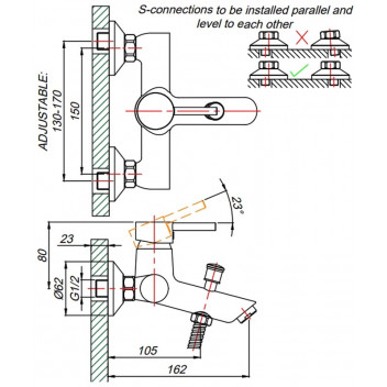 BATH MIXER W/T STD OFFSET.