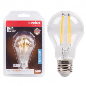 EUROLUX LED BULB FILAMENT A60 E27 8W 4000K