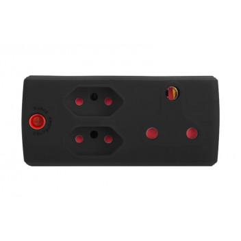 ELECTRICMATE BLACK 1X16AMP AND 2X3 PIN EURO ADAPTOR