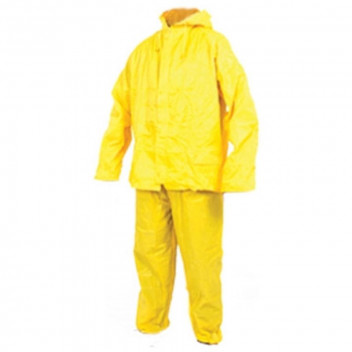 LARGE YELLOW 2PIECE PVC RAIN SUIT AND HOOD