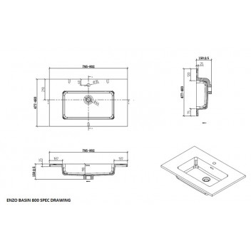 CLEAR CUBE ENZO BASIN WHITE 800MM